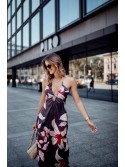 Rochie maxi cu decupaje si decolteu legat, maro inchis 110620 - Magazin online - Boutique